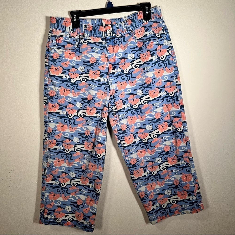 Levi's Floral Cropped Jeans Blue Pink Size 5